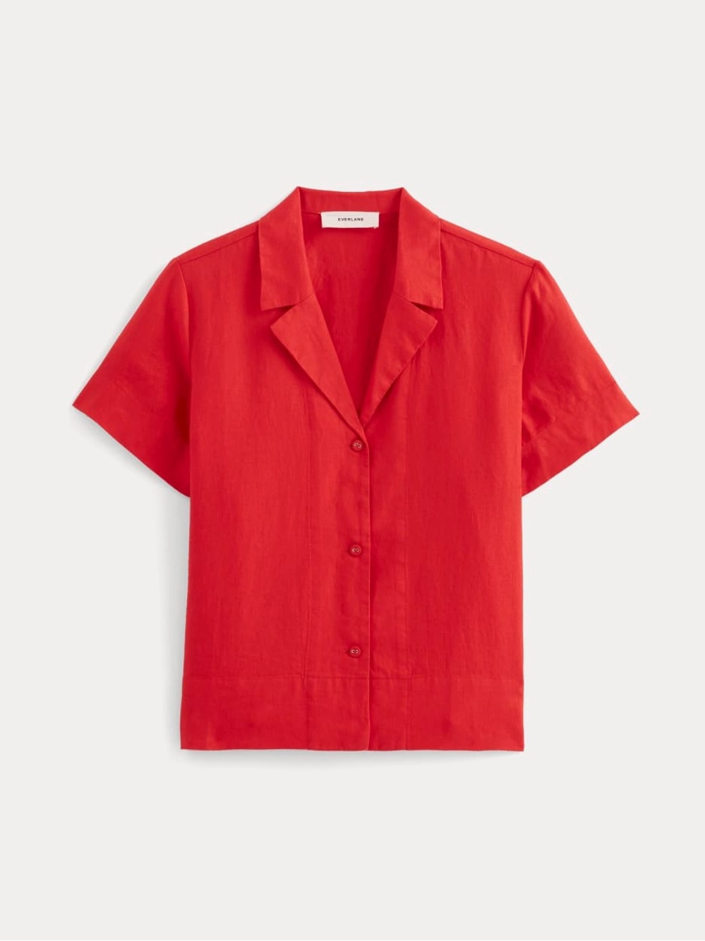 Everlane Bright Red Short-Sleeve Button-Down Shirt - Picture 2 of 13
